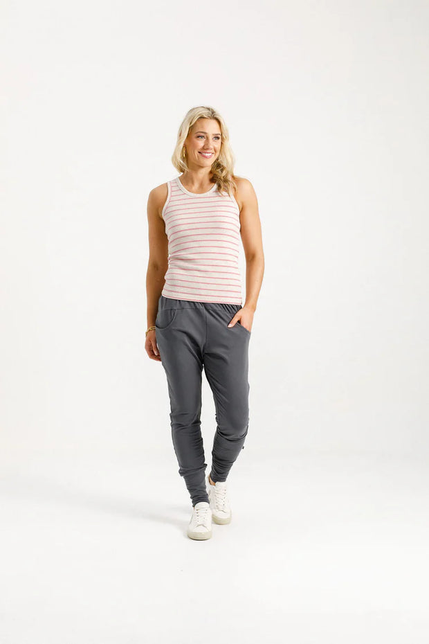 Home-lee Apartment Pants - Graphite With Ivory X
