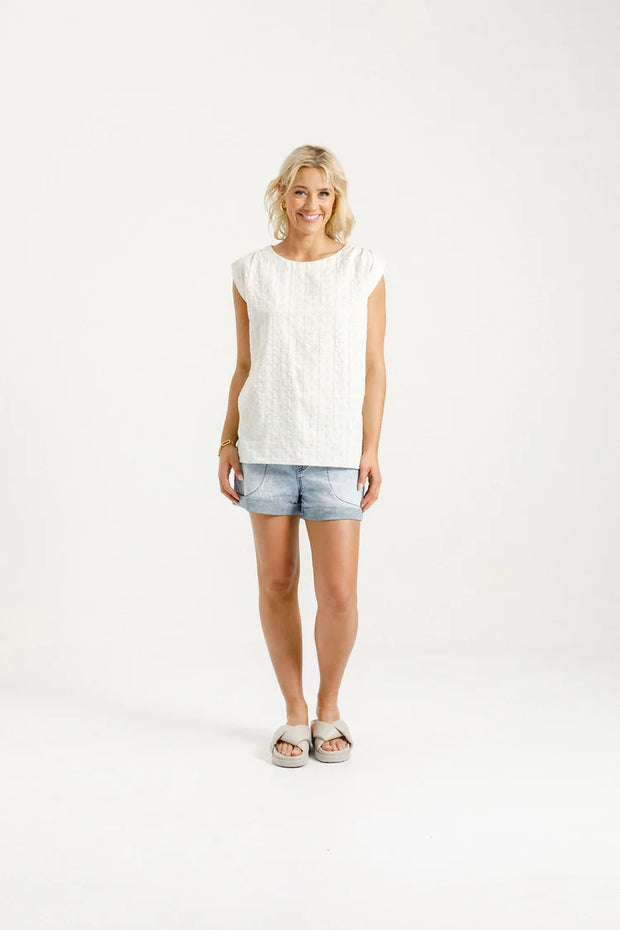 Home-lee Daisy Top - Cream Daisies