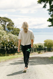 Home-lee Apartment Pants - Black with Kelly Green X