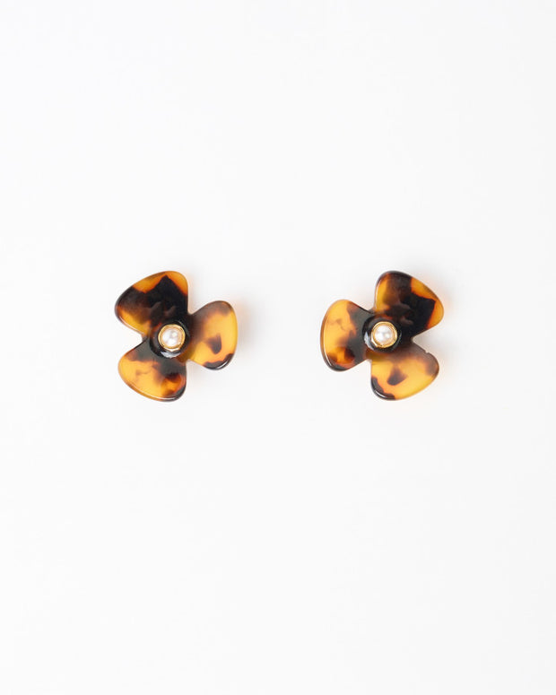 Stella + Gemma Earrings - Tortishell Flower Tortishell Flower