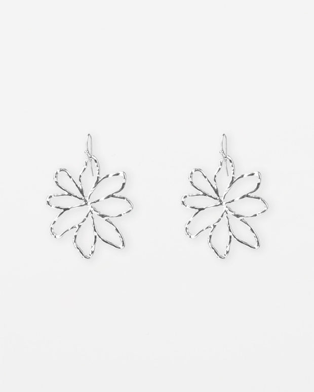 Stella + Gemma Large Cut Out Flower - Silver Gold Crystal Large Flower Drop