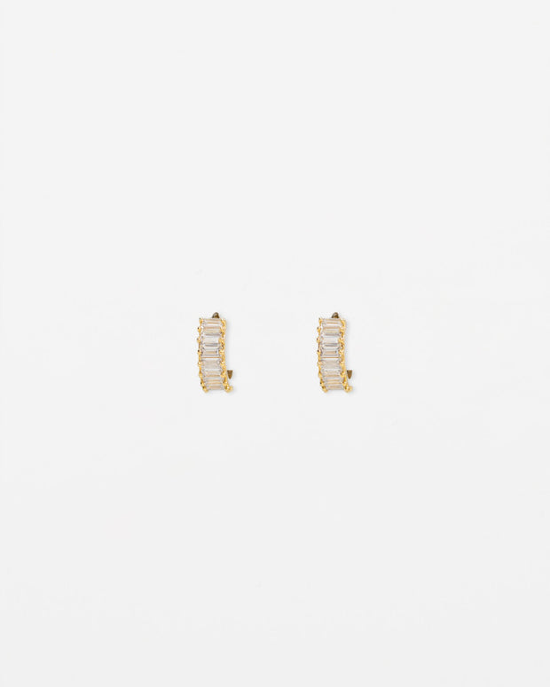 Stella + Gemma Earrings - Silver Crystal Huggies Silver Crystal Huggies