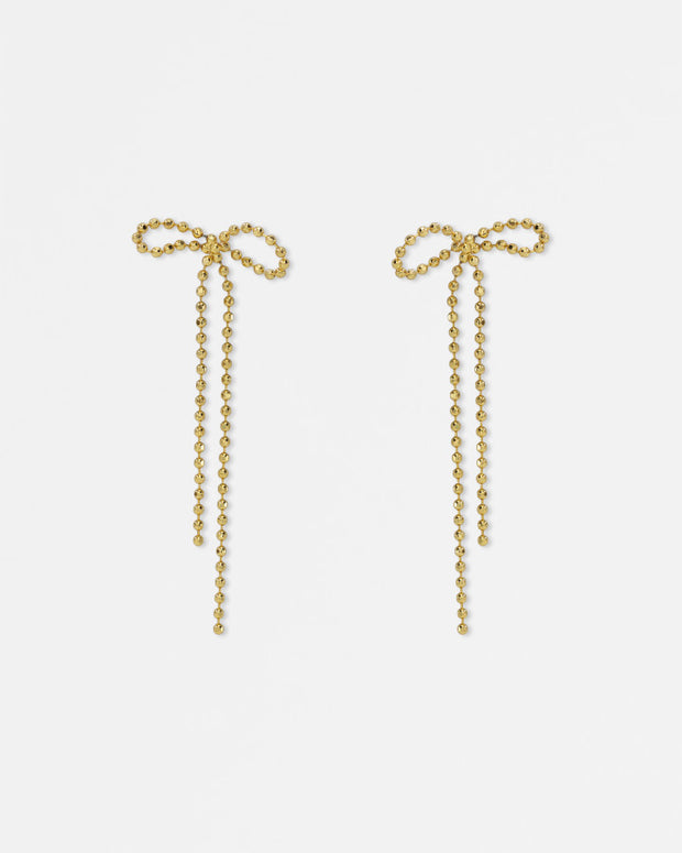 Stella + Gemma Earrings - Gold Petite Chain Bow Gold Petite Chain Bow