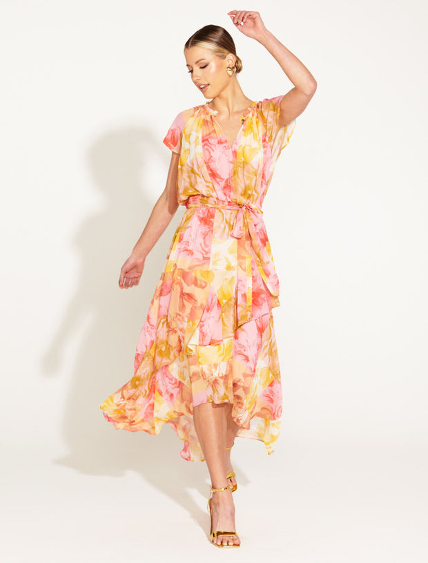 Fate + Becker Earthly Paradise Frilly Short Sleeve Dress - Paradise Floral