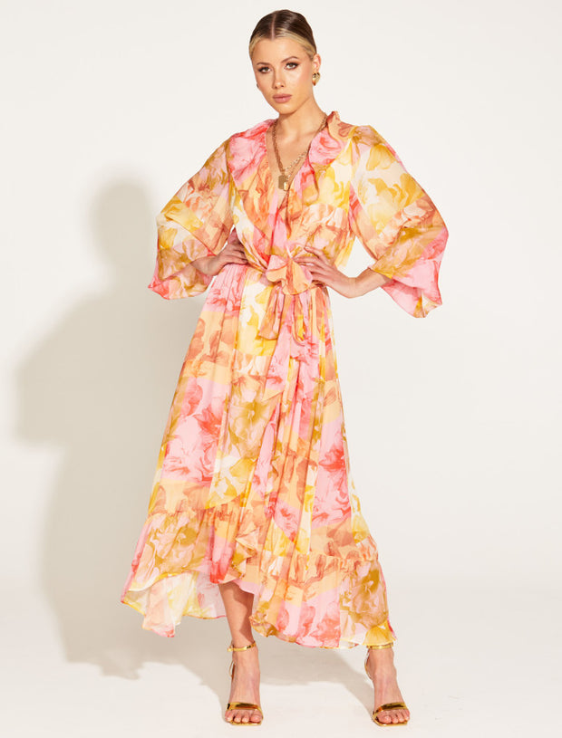 Fate + Becker Earthly Paradise Long Sleeve Wrap Dress - Paradise Floral