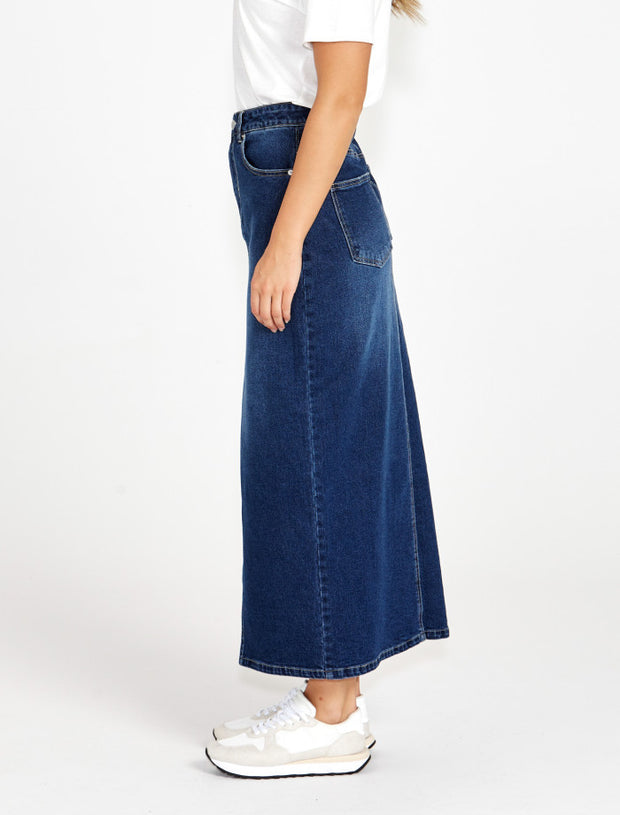 Sass Emerald Denim Maxi Skirt - 78 Wash