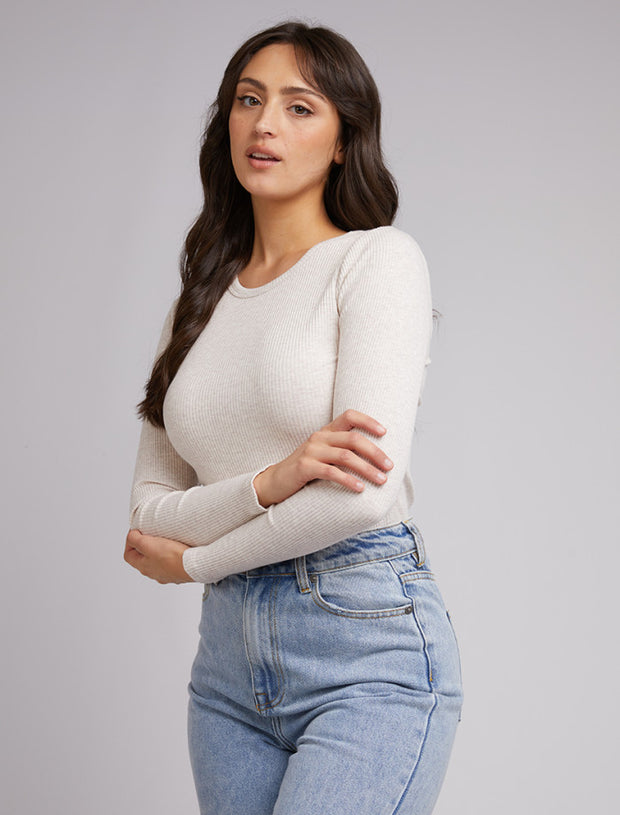 All About Eve Rib Baby Long Sleeve Tee - Oatmeal