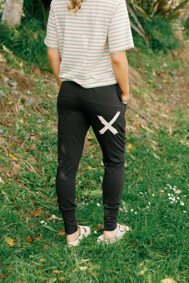 Home-lee Apartment Pants - Black with Candy Apple X