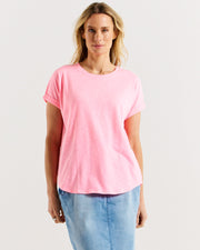 Betty Basics Hailey Short Sleeve Tee - Bright Pink