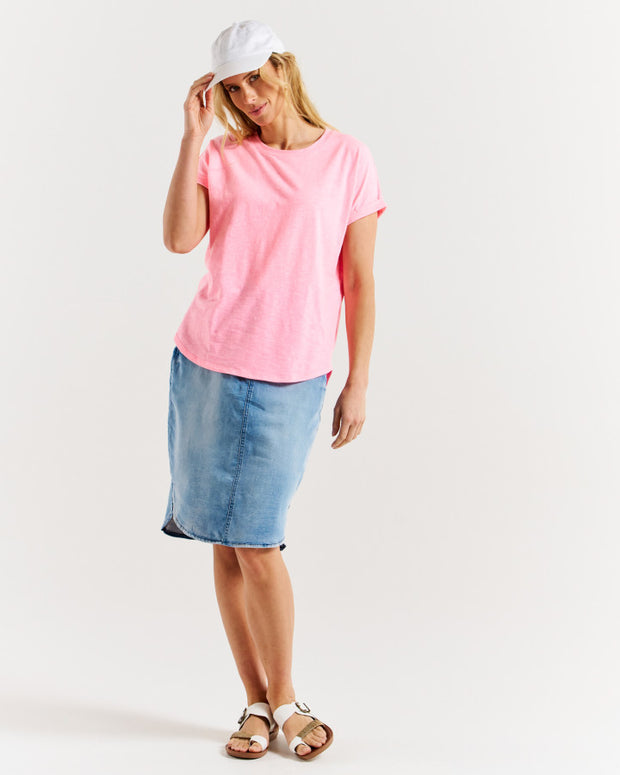 Betty Basics Hailey Short Sleeve Tee - Bright Pink