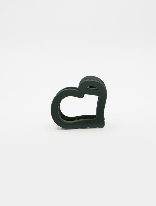 Stella + Gemma Hair Grip - Assorted Matt Dark Green Heart