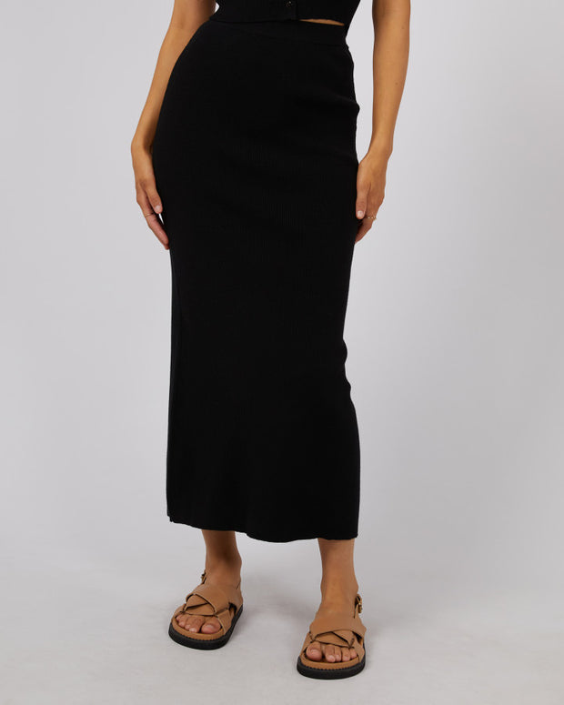 All About Eve Henley Knit Skirt - Black