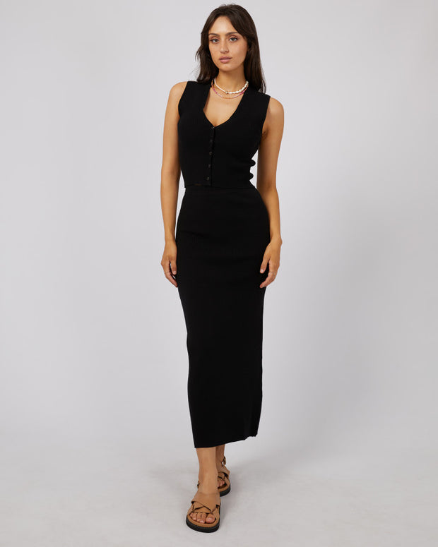 All About Eve Henley Knit Skirt - Black