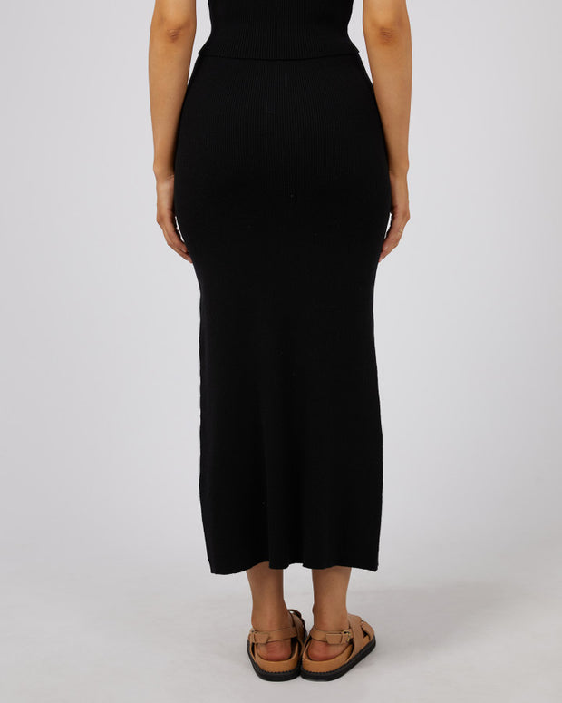 All About Eve Henley Knit Skirt - Black