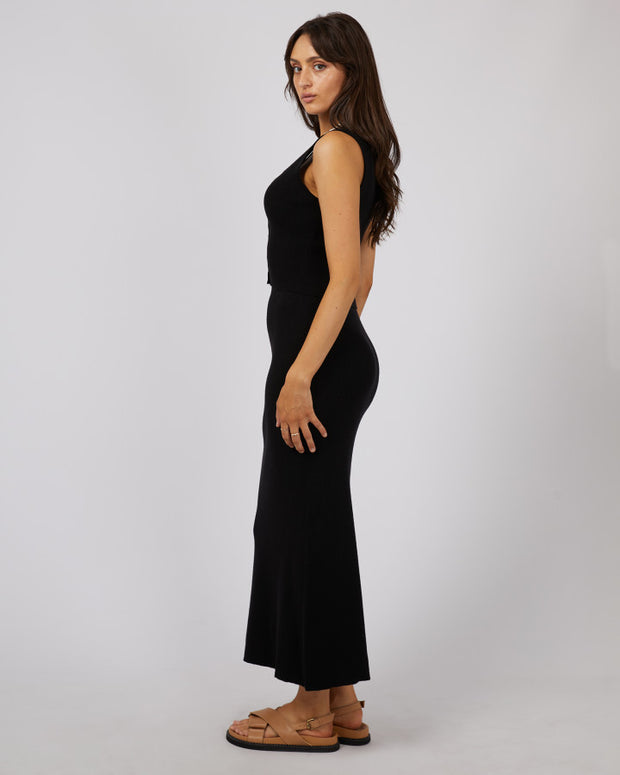 All About Eve Henley Knit Skirt - Black