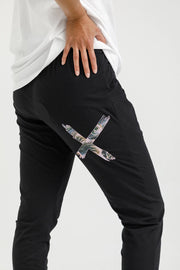 Home-lee Apartment Pants - Black With Bloom Swirl X