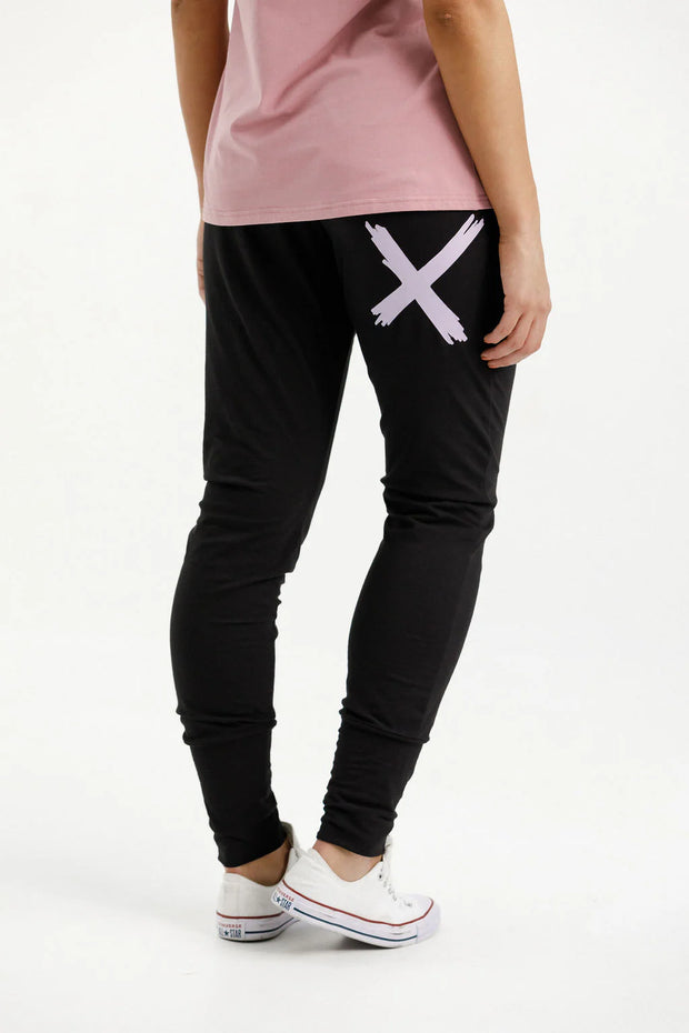 Home-lee Apartment Pants - Black With Lilac X