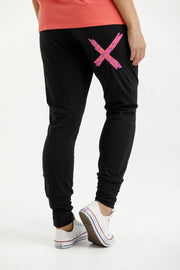 Home-lee Apartment Pants - Black with Sunset Floral X