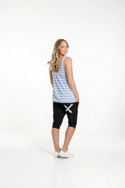 Home-lee 3/4 Apartment Pants - Black With Cerulean Stripe X