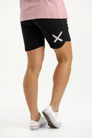 Home-lee Apartment Shorts- Black With Lilac X