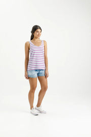 Home-lee Heather Singlet - Orchid Stripe