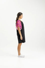 Home-lee Lola Dress - Black with Sunset Floral Sleeves