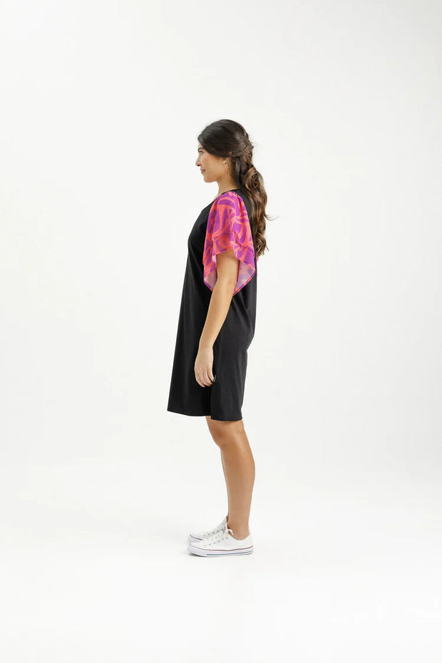 Home-lee Lola Dress - Black with Sunset Floral Sleeves