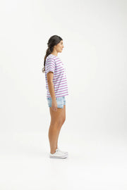 Home-lee Chris Tee - Orchid Stripe with White X