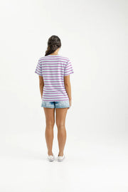 Home-lee Chris Tee - Orchid Stripe with White X