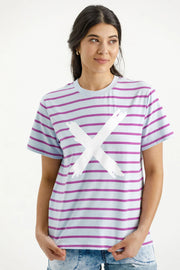 Home-lee Chris Tee - Orchid Stripe with White X