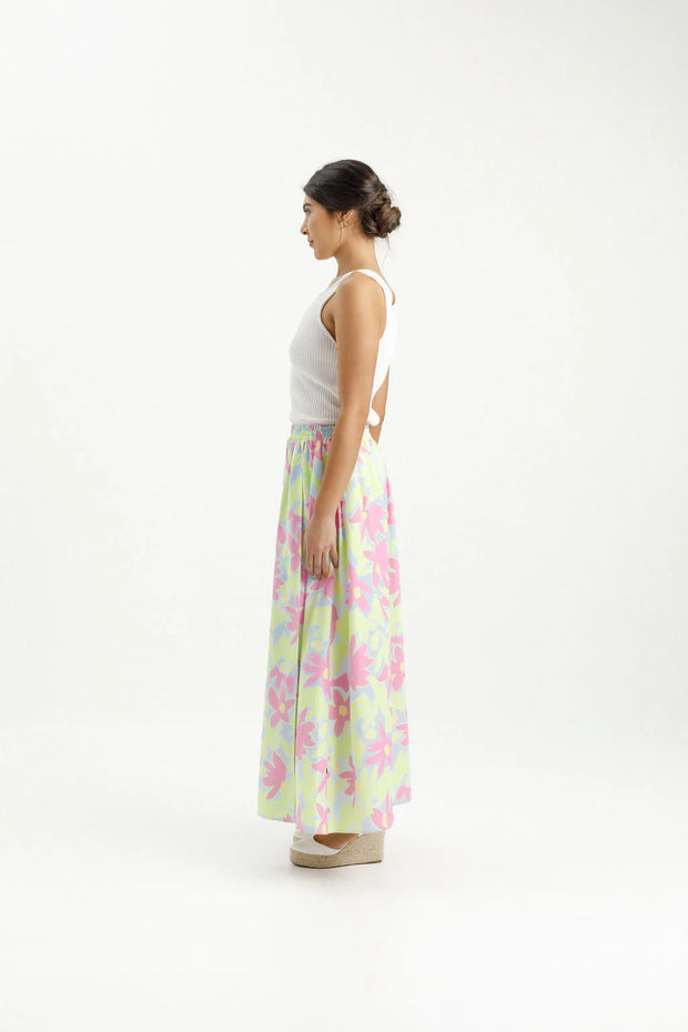 Home-lee X Label Elise Skirt - Lime Daises