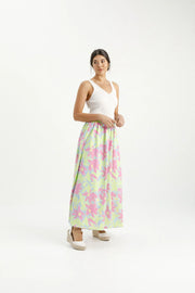 Home-lee X Label Elise Skirt - Lime Daises