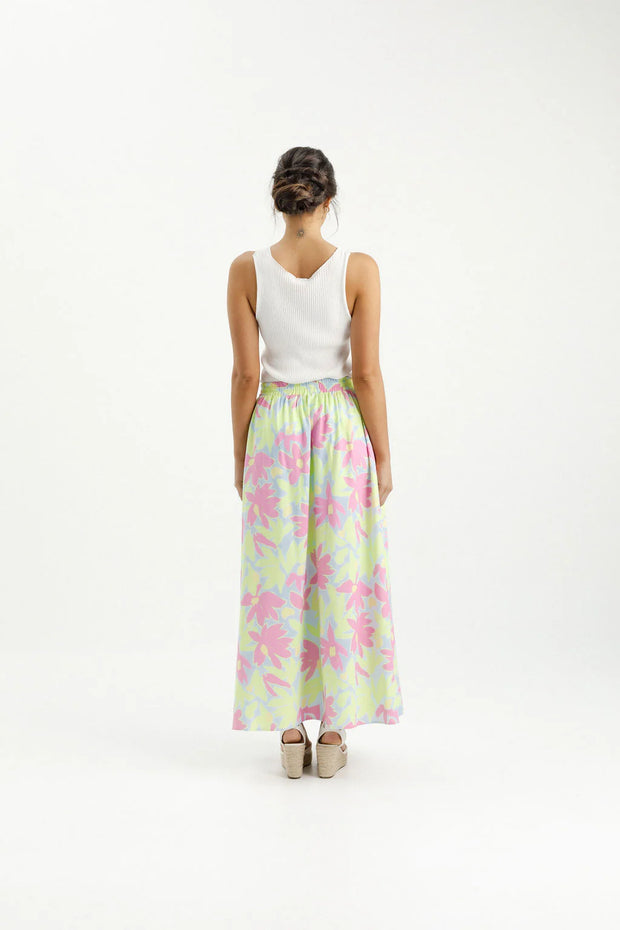 Home-lee X Label Elise Skirt - Lime Daises