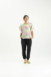 Home-lee X Label Evelyn Blouse - Lime Daises