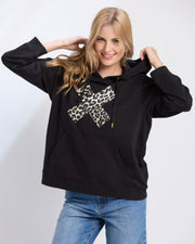 Stella + Gemma Hoodie - Black Leopard Cross