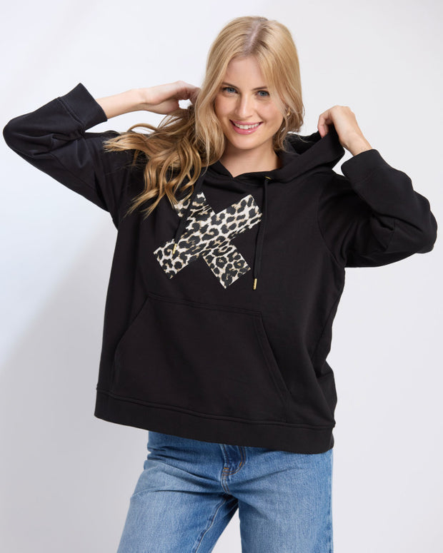 Stella + Gemma Hoodie - Black Leopard Cross