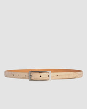 Loop Leather Allie Crocodile Embossed Belt - Beige