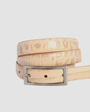 Loop Leather Allie Crocodile Embossed Belt - Beige