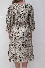 MSCH Alyona Vlora 3/4 Dress - Oatmeal Leo