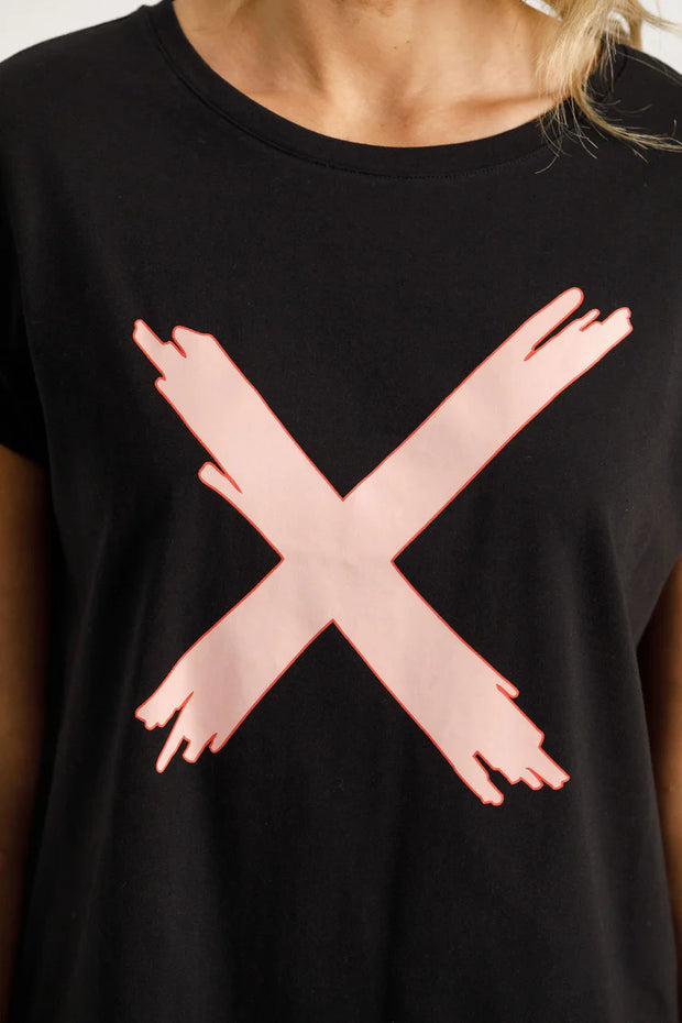 Home-lee Jackie Tee - Black With Blossom Berry X