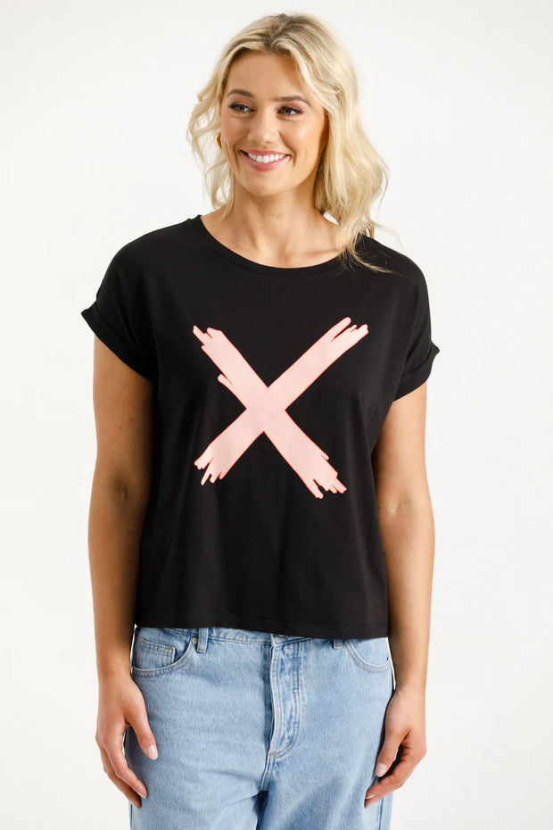 Home-lee Jackie Tee - Black With Blossom Berry X