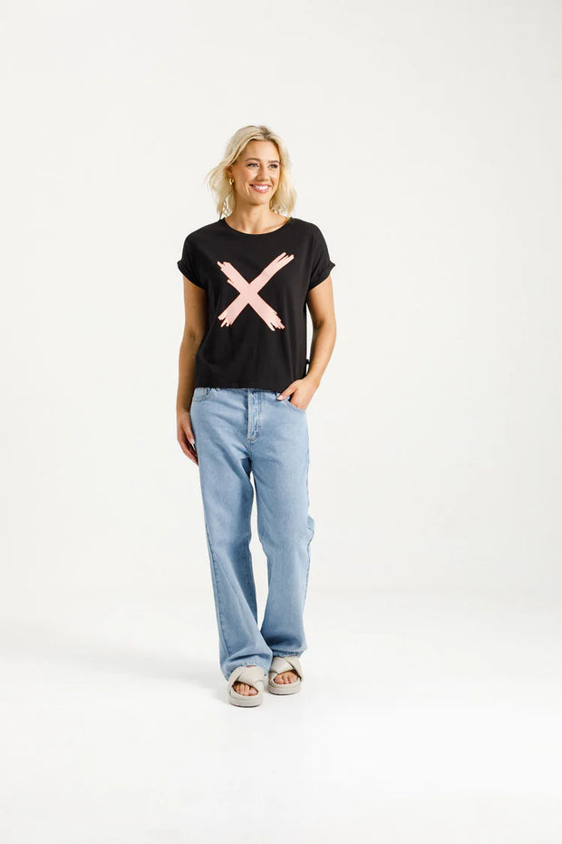 Home-lee Jackie Tee - Black With Blossom Berry X