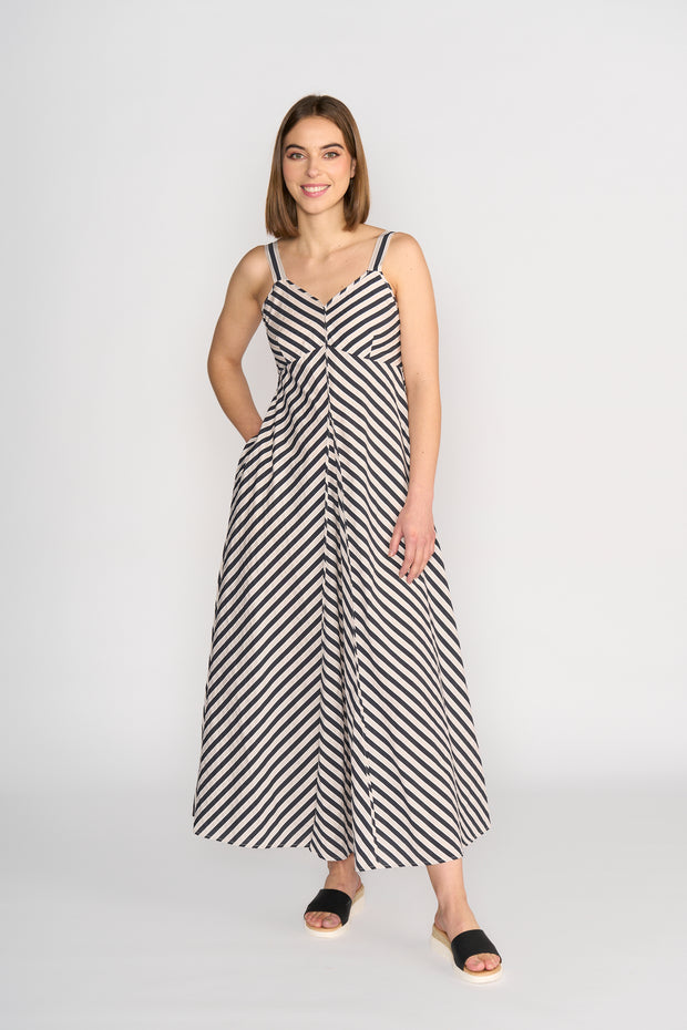 Knewe Gala Dress - Black/Ecru Stripe