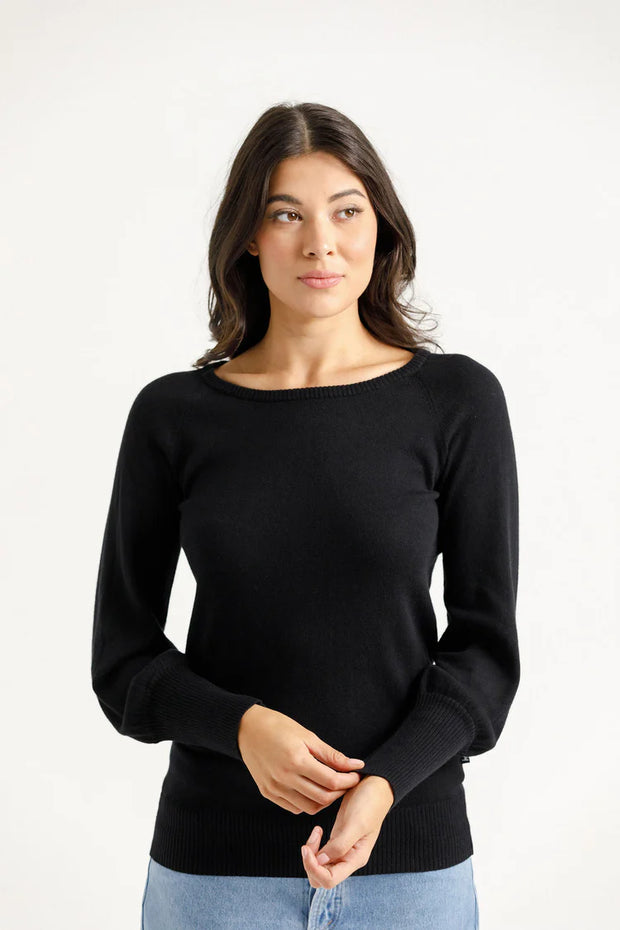 Home-lee Knitted Grace Crew - Black