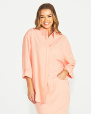 Sass Liberty Shirt - Neon Peach White Stripe