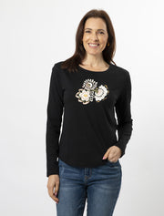 Stella + Gemma Long Sleeve T-shirt - Black Folk Floral