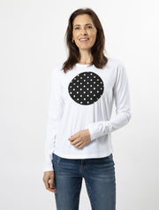 Stella + Gemma Long Sleeve T-shirt - White Black Pearl