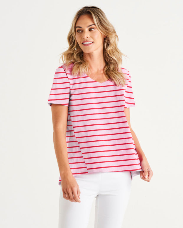 Betty Basics Luella Tee - Cherry Blossom Stripe