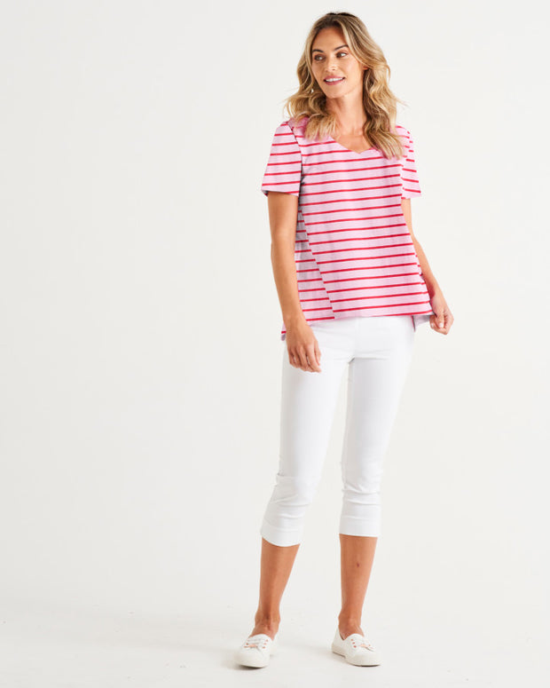 Betty Basics Luella Tee - Cherry Blossom Stripe