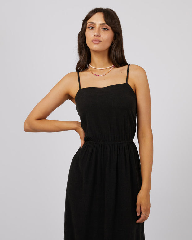 All About Eve Luxe Linen Maxi Dress - Black